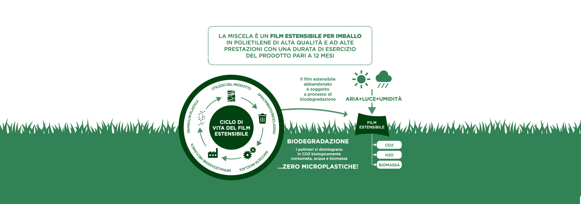 Ciclo di vita del film estensibile biodegradabile Danipack